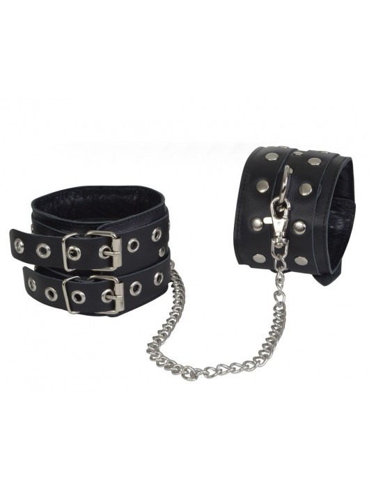 Чёрные кожаные оковы, соединенные цепочкой - Sitabella - купить с доставкой в Саранске