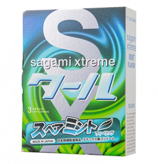 Презервативы Sagami Xtreme Mint с ароматом мяты - 3 шт. - Sagami - купить с доставкой в Саранске