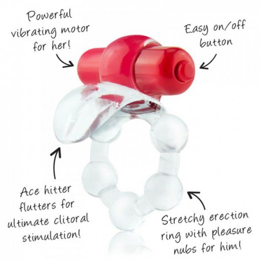 Виброкольцо с язычком и красным виброэлементом Overtime - Screaming O - в Саранске купить с доставкой
