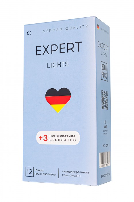 Ультратонкие презервативы EXPERT Lights - 12 шт.(+3 в подарок) - Expert - купить с доставкой в Саранске