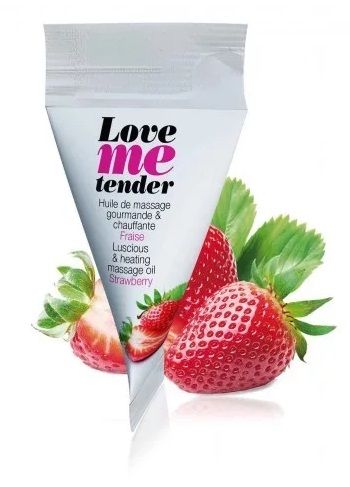 Съедобное согревающее массажное масло Love Me Tender Strawberry с ароматом клубники - 10 мл. - Love to Love - купить с доставкой в Саранске