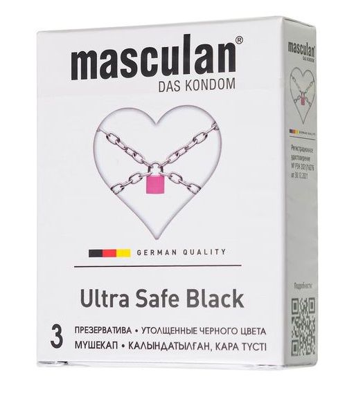 Ультрапрочные презервативы Masculan Ultra Safe Black - 3 шт. - Masculan - купить с доставкой в Саранске