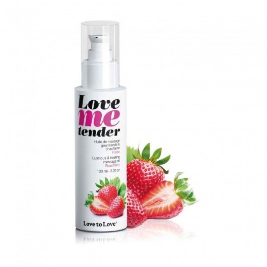 Съедобное согревающее массажное масло Love Me Tender Strawberry с ароматом клубники - 100 мл. - Love to Love - купить с доставкой в Саранске