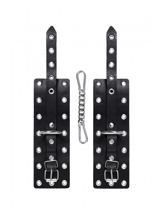 Черные кожаные однослойные наручники с люверсами - Pecado - купить с доставкой в Саранске