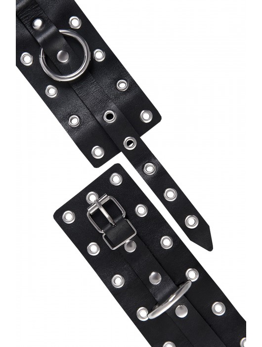 Черные кожаные однослойные наручники с люверсами - Pecado - купить с доставкой в Саранске