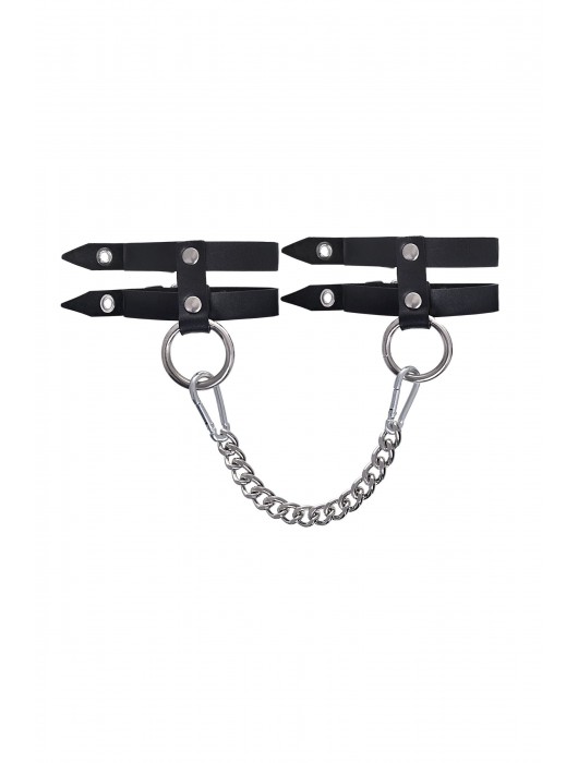 Черные однослойные кожаные оковы из двух ремешков - Pecado - купить с доставкой в Саранске