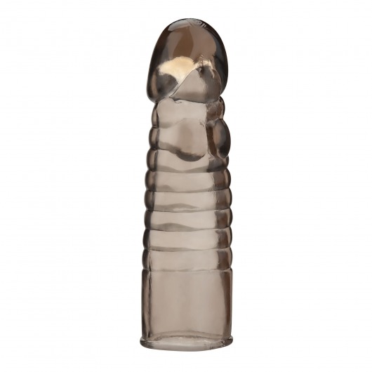 Дымчатая насадка-удлинитель Ribbed Realistic Penis Enhancing Sleeve Extension - 15,2 см. - BlueLine - в Саранске купить с доставкой