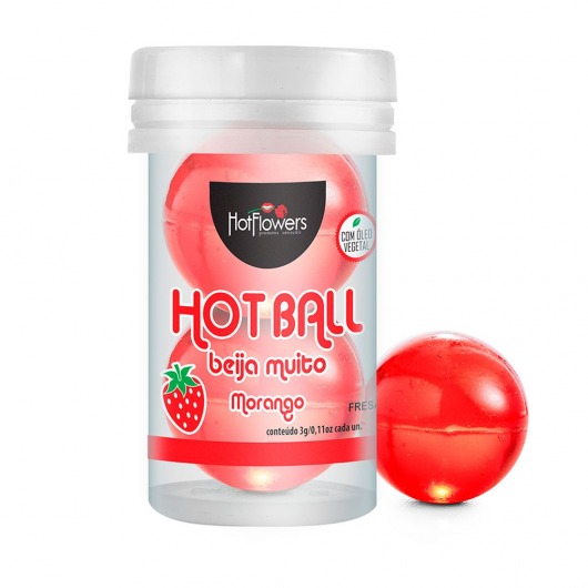 Лубрикант на масляной основе Hot Ball Beija Muito с ароматом клубники (2 шарика по 3 гр.) - HotFlowers - купить с доставкой в Саранске