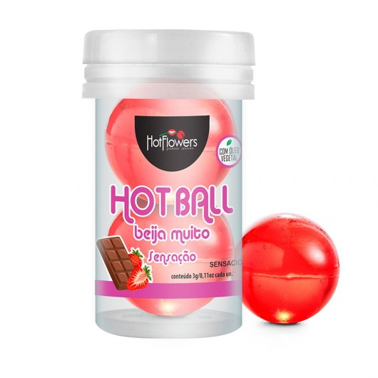 Лубрикант на масляной основе Hot Ball Beija Muito с ароматом шоколада и клубники (2 шарика по 3 гр.) - HotFlowers - купить с доставкой в Саранске