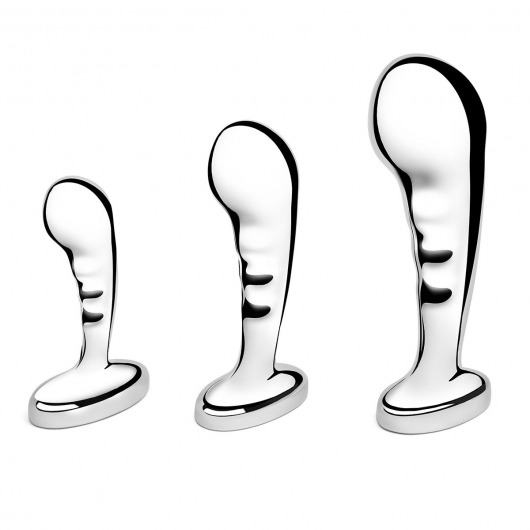 Набор из 3 стальных стимуляторов простаты Stainless Steel P-spot Training Set - b-Vibe - в Саранске купить с доставкой