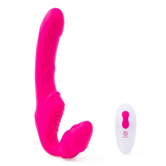 Розовый безремневой страпон на радиоуправлении Strapless Together - 22 см. - Together Toy - купить с доставкой в Саранске