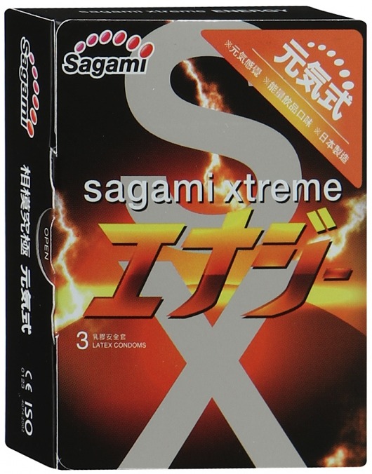 Презервативы Sagami Xtreme ENERGY с ароматом энергетика - 3 шт. - Sagami - купить с доставкой в Саранске