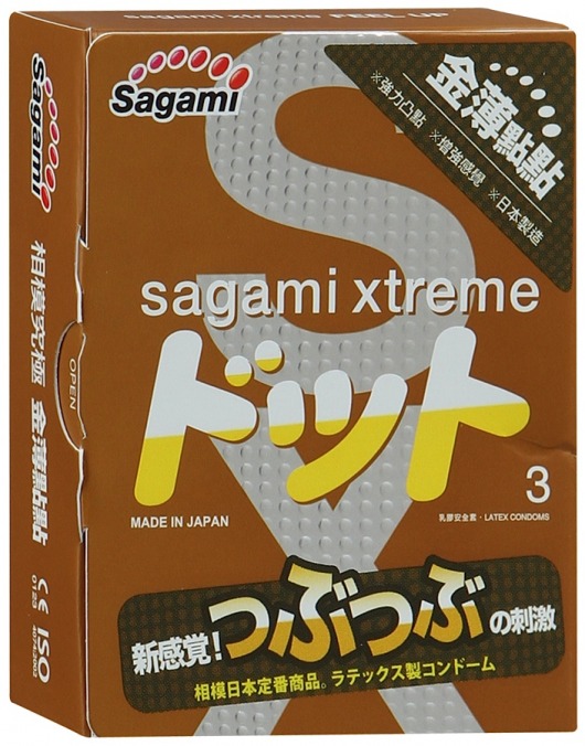 Презервативы Sagami Xtreme FEEL UP с точечной текстурой и линиями прилегания - 3 шт. - Sagami - купить с доставкой в Саранске