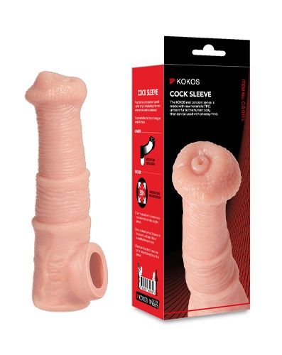 Телесная фантазийная насадка на член Cock Sleeve Size M - KOKOS - в Саранске купить с доставкой