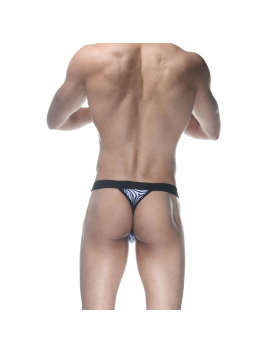 Бело-черные мужские трусы-стринги с узором - Don Moris купить с доставкой