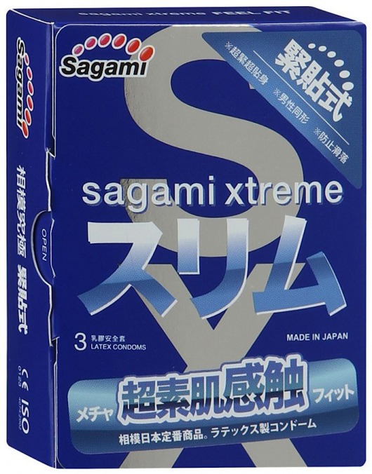 Розовые презервативы Sagami Xtreme FEEL FIT 3D - 3 шт. - Sagami - купить с доставкой в Саранске