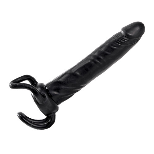 Чёрная насадка-фаллос для двойного проникновения INFLATABLE DILDO SLIM DONG  - 13,5 см. - Toyz4lovers - в Саранске купить с доставкой