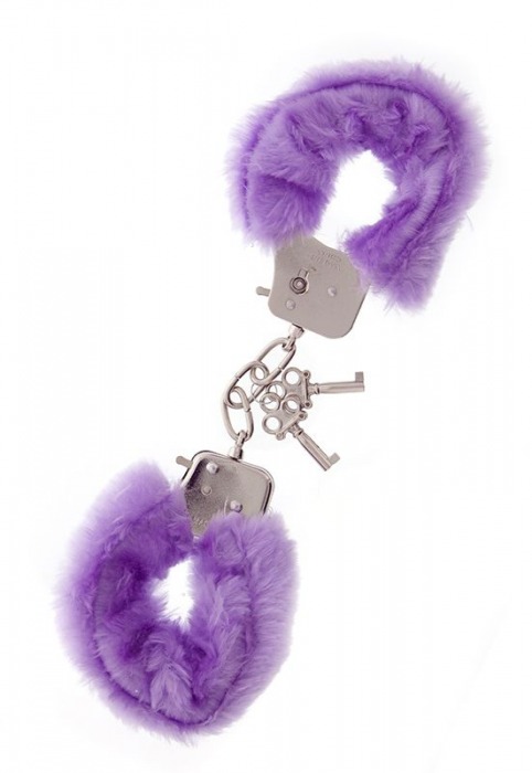 Фиолетовые меховые наручники METAL HANDCUFF WITH PLUSH LAVENDER - Dream Toys - купить с доставкой в Саранске