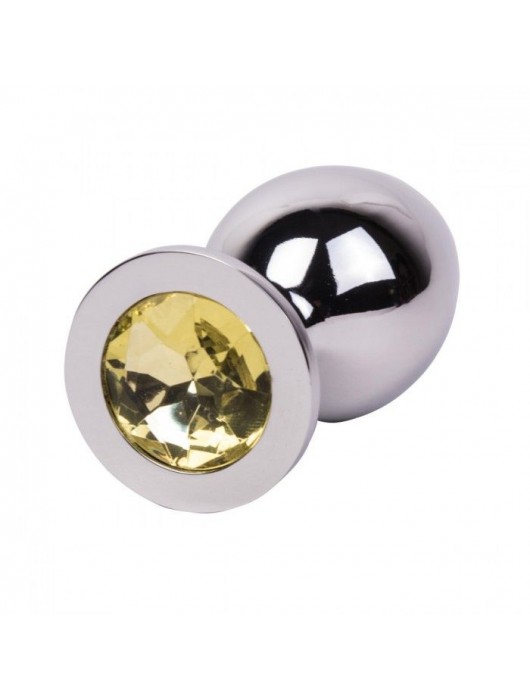 Большой стальной плаг с желтым кристаллом Sweet Lemon - 9,5 см. - Erotic Fantasy - купить с доставкой в Саранске