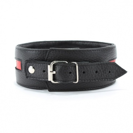 Черно-красный ошейник на пряжке - БДСМ Арсенал - купить с доставкой в Саранске