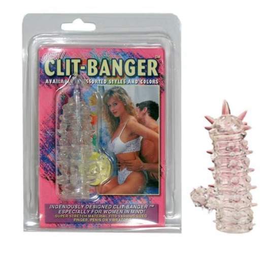 Прозрачная насадка с шипами и клиторальной шишечкой CLIT-BANGER SLEEVE IN CLEAR - Tonga - в Саранске купить с доставкой