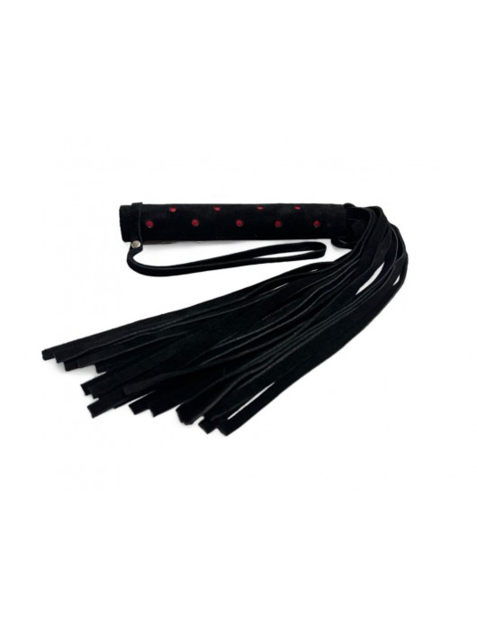 Черная замшевая плеть с красными точками на рукояти Red dot Princess - 43 см. - БДСМ Арсенал - купить с доставкой в Саранске