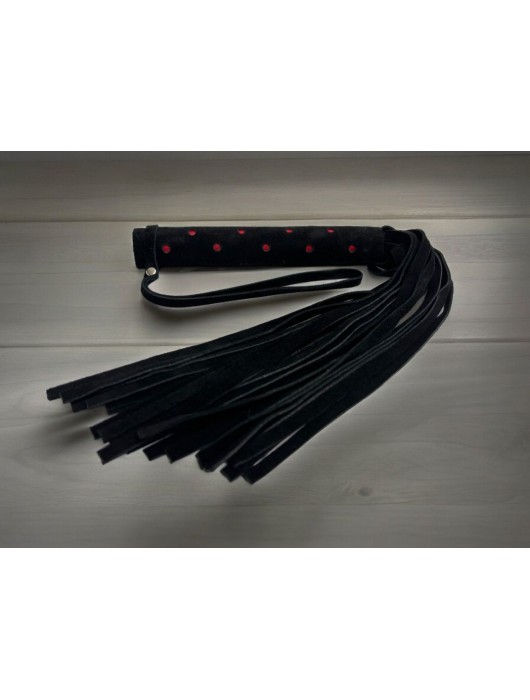 Черная замшевая плеть с красными точками на рукояти Red dot Princess - 43 см. - БДСМ Арсенал - купить с доставкой в Саранске