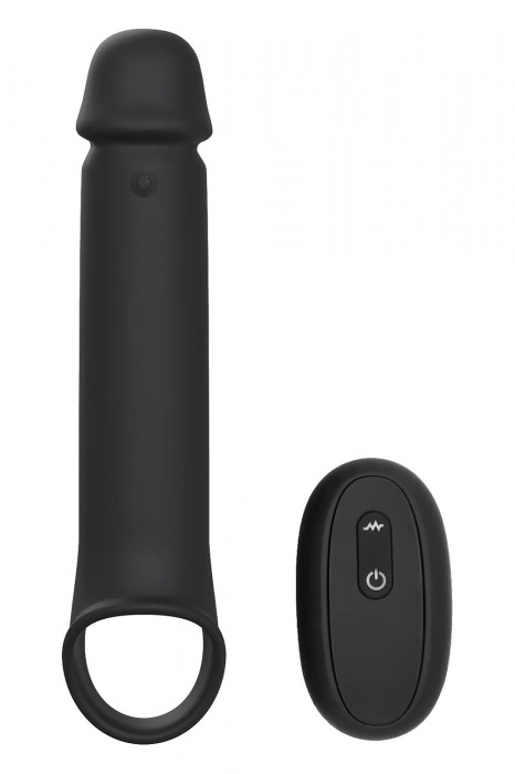 Черная насадка-удлинитель с вибрацией Vibrating Extender With Remote - Dream Toys - в Саранске купить с доставкой
