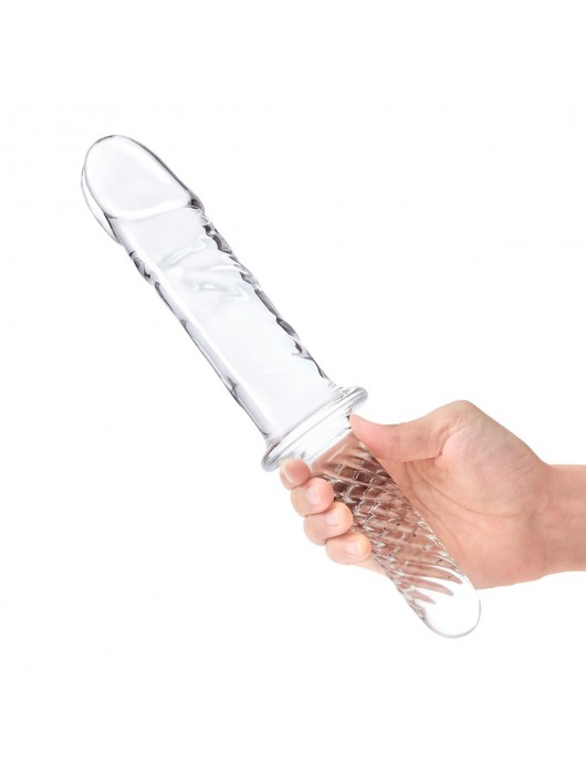 Стеклянный фаллоимитатор с рукоятью 11’’ Girthy Cock Double Ended With Handle - 28 см. - Glas