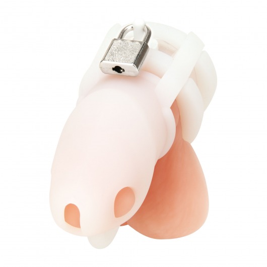 Белая клетка для пениса Silicone Small 2 in Cock Cage With Ball Divider - BlueLine - купить с доставкой в Саранске