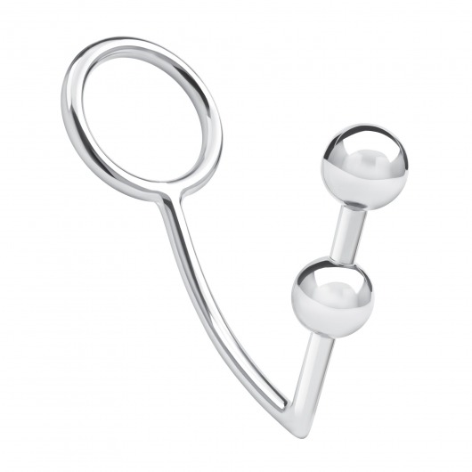 Кольцо на пенис с анальным стимулятором Two Bead Stainless Steel Anal Hook   Cock Ring - BlueLine - в Саранске купить с доставкой