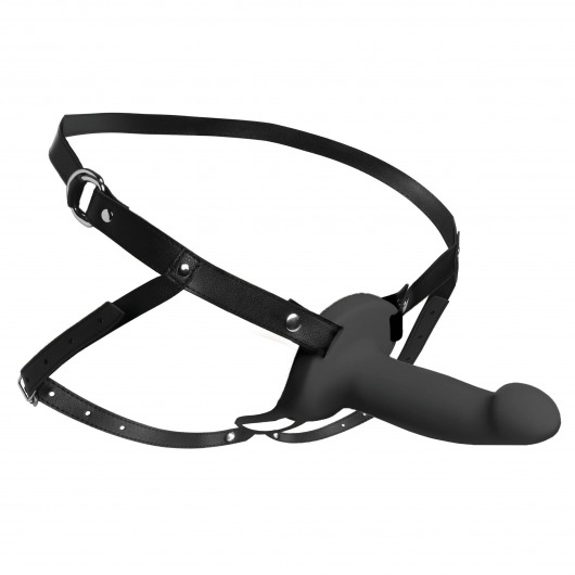 Черный полый страпон с вибрацией 2’’ Erection 28X Smooth Vibrating Silicone Penis Sheath - XR Brands - купить с доставкой в Саранске