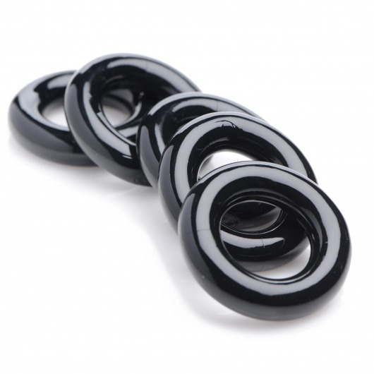 Комплект из 5 черных эрекционных колец для мошонки Ring Master Custom Ball Stretcher Kit - XR Brands - в Саранске купить с доставкой