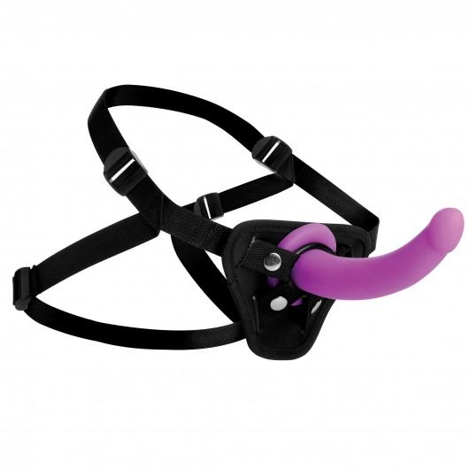 Лиловый поясной страпон Navigator Silicone G-Spot Dildo with Harness - 17,8 см. - XR Brands - купить с доставкой в Саранске