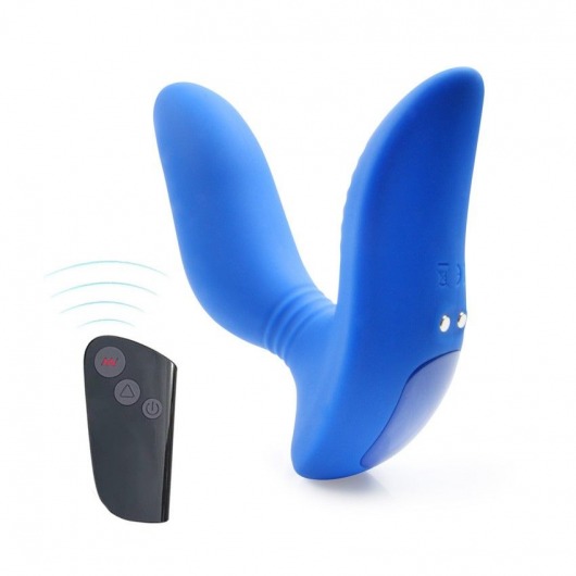 Синий вибромассажер простаты 3,5’’ Remote Control Curve P-spot Massager - 12 см. - Erokay - в Саранске купить с доставкой