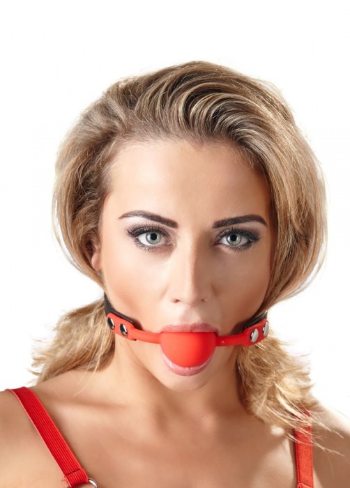 Силиконовый кляп-шар на чёрных ремешках Red Gag silicone - Orion - купить с доставкой в Саранске