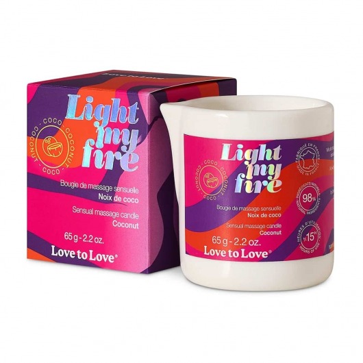 Массажная свеча Light My Fire Coconut с ароматом кокоса - 65 гр. - Love to Love - купить с доставкой в Саранске