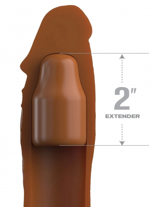 Коричневая насадка на член 2  Silicone X-tension - 20,3 см. - Pipedream - в Саранске купить с доставкой