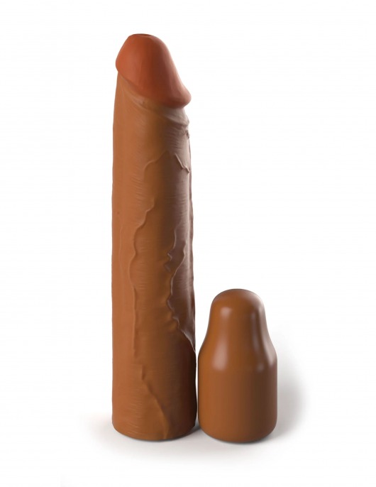 Коричневая насадка на член 2  Silicone X-tension - 20,3 см. - Pipedream - в Саранске купить с доставкой