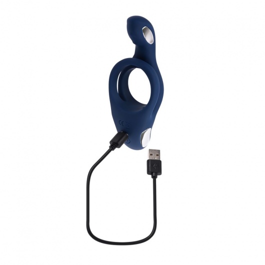 Синее эрекционное виброкольцо с двойным подхватом мошонки Ring Around The Rosy - Zero Tolerance - в Саранске купить с доставкой