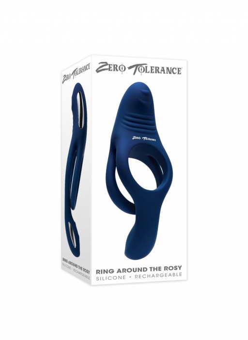 Синее эрекционное виброкольцо с двойным подхватом мошонки Ring Around The Rosy - Zero Tolerance - в Саранске купить с доставкой