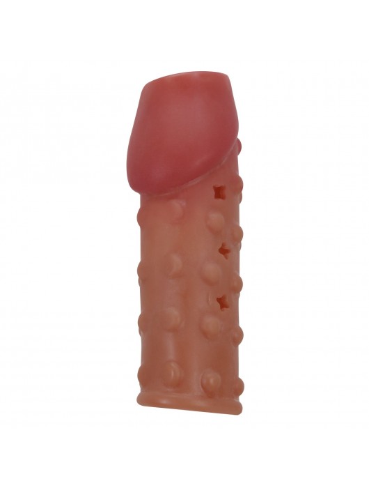 Телесная открытая насадка на пенис с бугорками - 19,8 см. - Baile - в Саранске купить с доставкой