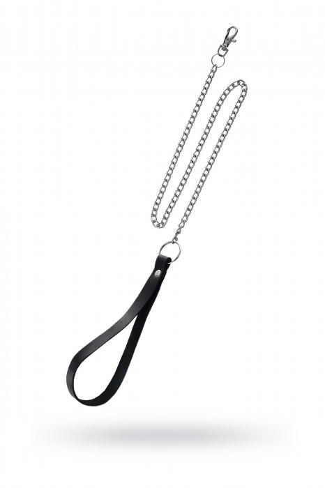 Поводок с ручкой из черной натуральной кожи и карабином для ошейника - Pecado - купить с доставкой в Саранске