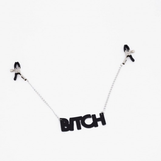 Зажимы на соски с кожаной подвеской Bitch - Crazy Handmade - купить с доставкой в Саранске