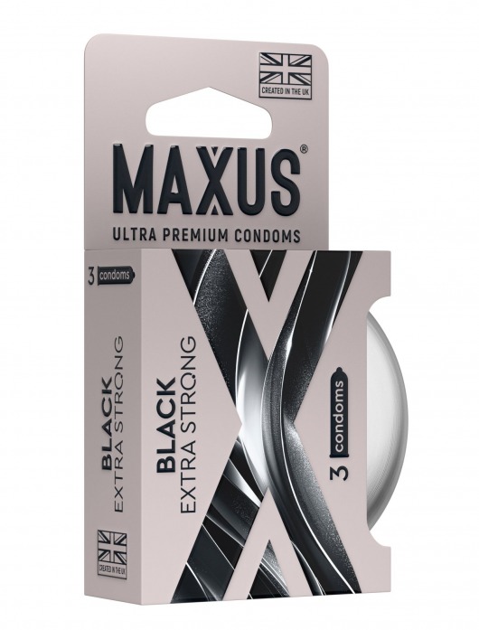 Черные утолщенные презервативы MAXUS Extra Strong с железным кейсом - 3 шт. - Maxus - купить с доставкой в Саранске