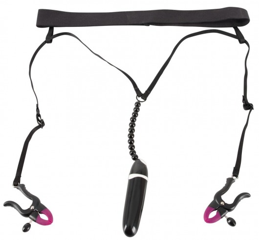Женские вибростринги с зажимами для половых губ Spreader String with Vibrator - Orion - купить с доставкой в Саранске