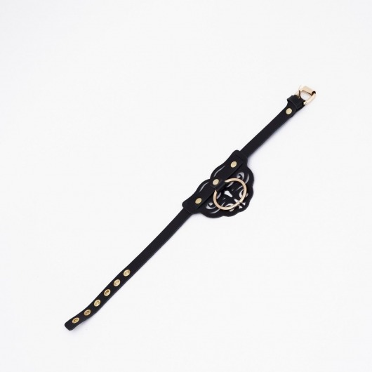 Черный чокер с клепками и золотистой фурнитурой - Crazy Handmade - купить с доставкой в Саранске