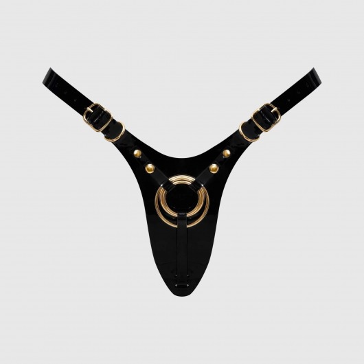 Черный пояс для фиксации насадок Strap-On-Me Leatherette Harness Fabulous - Strap-on-me - купить с доставкой в Саранске