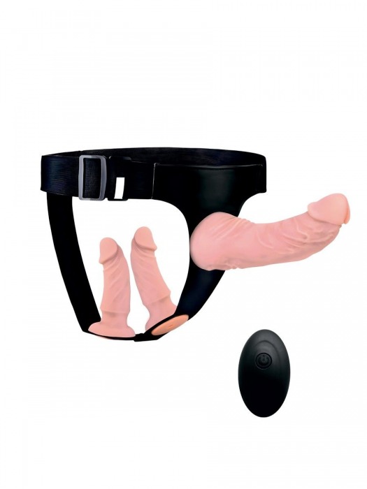 Женский страпон с 3 насадками и вибрацией - Erowoman-Eroman - купить с доставкой в Саранске