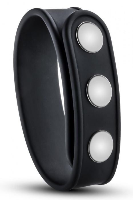 Черное эрекционное кольцо на кнопках - Blush Novelties - в Саранске купить с доставкой